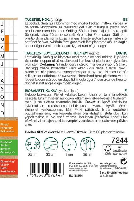 Frö Tagetes Låg KRAV Weibulls